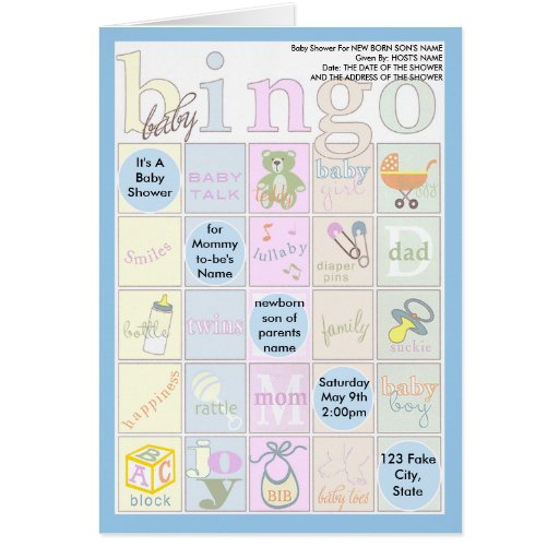 Baby Shower Bingo Invitation Greeting Cards