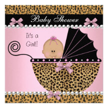 Baby Shower Cute Baby Girl Pink Leopard Invite