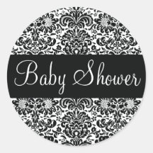 Baby Shower Damask Envelope Sticker Seal