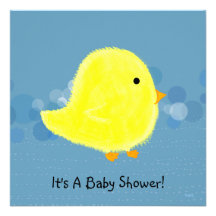 Baby Shower Fluffy Chick CustomizabIe Invitation