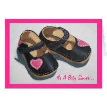 Baby Shower For Girl: Art: Shoes with Hearts Cards