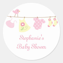 Baby shower girl birds and laundry stickers