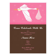 Baby Shower Invitation 5x7 - Pink and Brown