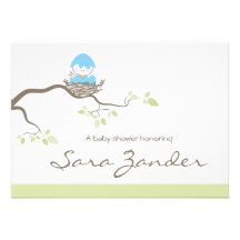 Baby Shower Invitation - Blue Baby Bird