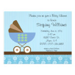 Baby Shower Invitation Blue Brown Theme