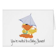 Baby Shower Invitation-Blue Duck/Quackup Greeting Card