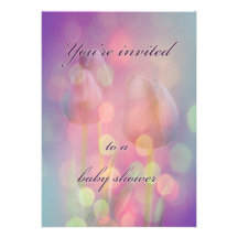 Baby Shower Invitation - Bokeh Tulips