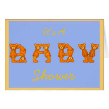 Baby Shower Invitation Cards ~ Blue ~Bear Alphabet