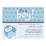 BABY SHOWER INVITATION :: it's a boy owl 7 Post Cards