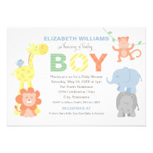 Baby Shower Invitation | Jungle Animals for Boy