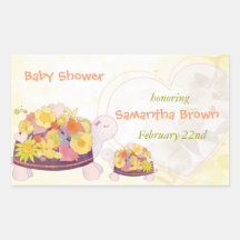 Baby Shower Invitation Stickers: Flower Turtles