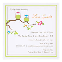 Baby Shower Invitation - Twin Boy & Girl Baby Owls