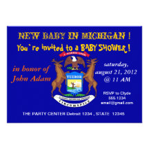 Baby Shower Invitation with Flag of Michigan