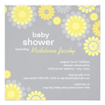 Baby Shower Invitation | Yellow Grey Daisy Delight