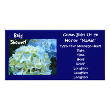 Baby Shower! Invitations Blue Hydrangea It's a Boy Photo Greeting Card