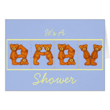 Baby Shower Invitations ~ Teddy Bear Alphabet~Blue Greeting Cards