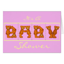 Baby Shower Invitations ~ Teddy Bear Alphabet~Pink Greeting Cards
