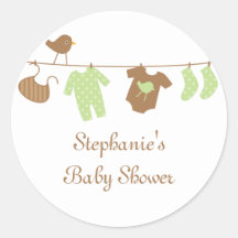 Baby shower neutral birds and laundry stickers