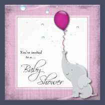 Baby Shower Party Invitation Elephant Girl Invite invitations