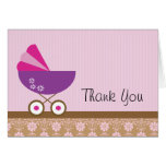 Baby Shower Thank You Cards Purple Stroller