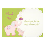 Baby Shower Thank You Flat Cards: Pink Elephants Personalised Announcements