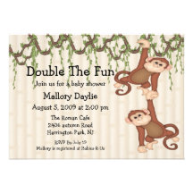 Baby Shower Twin Monkeys Announcements