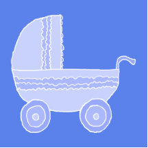 Baby Stroller. Light Blue on Mid Blue. Acrylic Cut Out