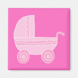 Baby Stroller. Light Pink and Bright Pink. Fridge Magnets