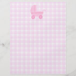 Baby Stroller. Light Pink on Pink Gingham. Full Color Flyer