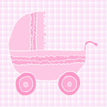 Baby Stroller. Light Pink on Pink Gingham. Photo Sculptures