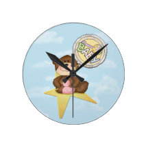 Baby Teddy Bear on a Star Wallclocks