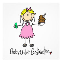 Baby Under Construction T-shirts and Gifts Personalised Invitations
