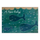 Baby Whale New Baby Congratulations Card Blue