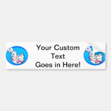 baby white bunny in egg blue oval.png bumper stickers