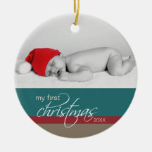 Baby's 1st Christmas Custom Ornament (teal)