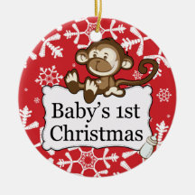 Baby's 1st Xmas Monkey Custom Photo Ornament