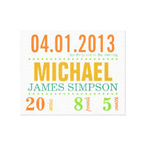 Baby's Birth Date Details Canvas - Circus canvas prints