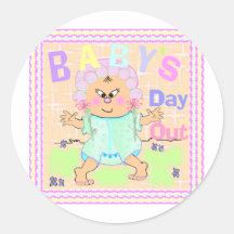 Baby's Day Out Asian Round Sticker