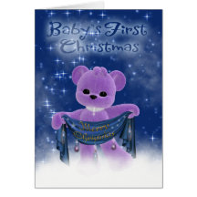Baby's First Christmas Card With Cute Little Bear