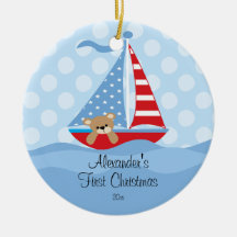 Baby's First Christmas Ornament Sailboat Baby Boy
