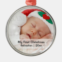 Baby's First Christmas Personalised Photo Template Christmas Tree Ornaments