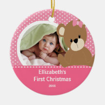 Babys First Christmas Photo Ornament Bear
