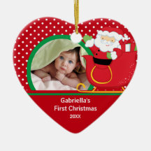 Babys First Christmas Photo Ornament  Santa