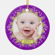 Baby's First Christmas Photo Ornament - Snowflakes