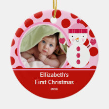 Babys First Christmas Photo Ornament Snowman