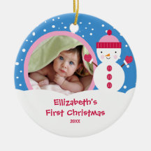 Babys First Christmas Photo Ornament Snowman