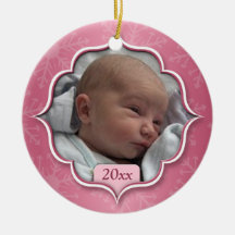 Baby's First Christmas Pink Photo Ornament