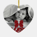 Babys First Christmas Zebra Red Silver Ornament