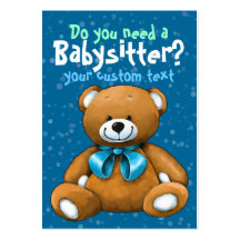 Babysitter Babysitting DayCare ChildCare Blue Business Cards