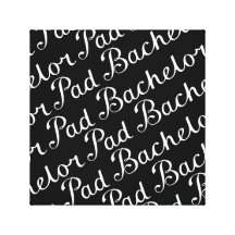 Bachelor Pad Diagonal Script Pattern B&WI Stretched Canvas Prints